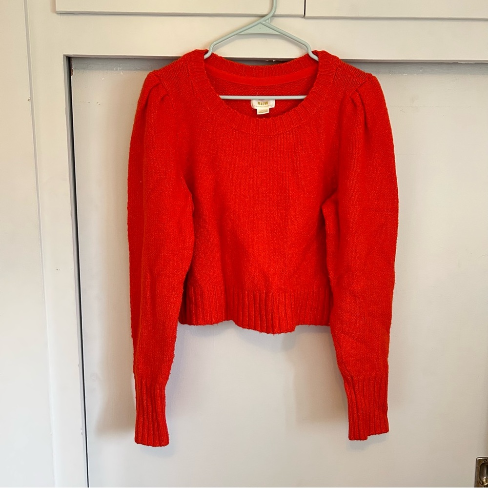 Anthropologie Maeve Cropped Puff Sleeve Sweater